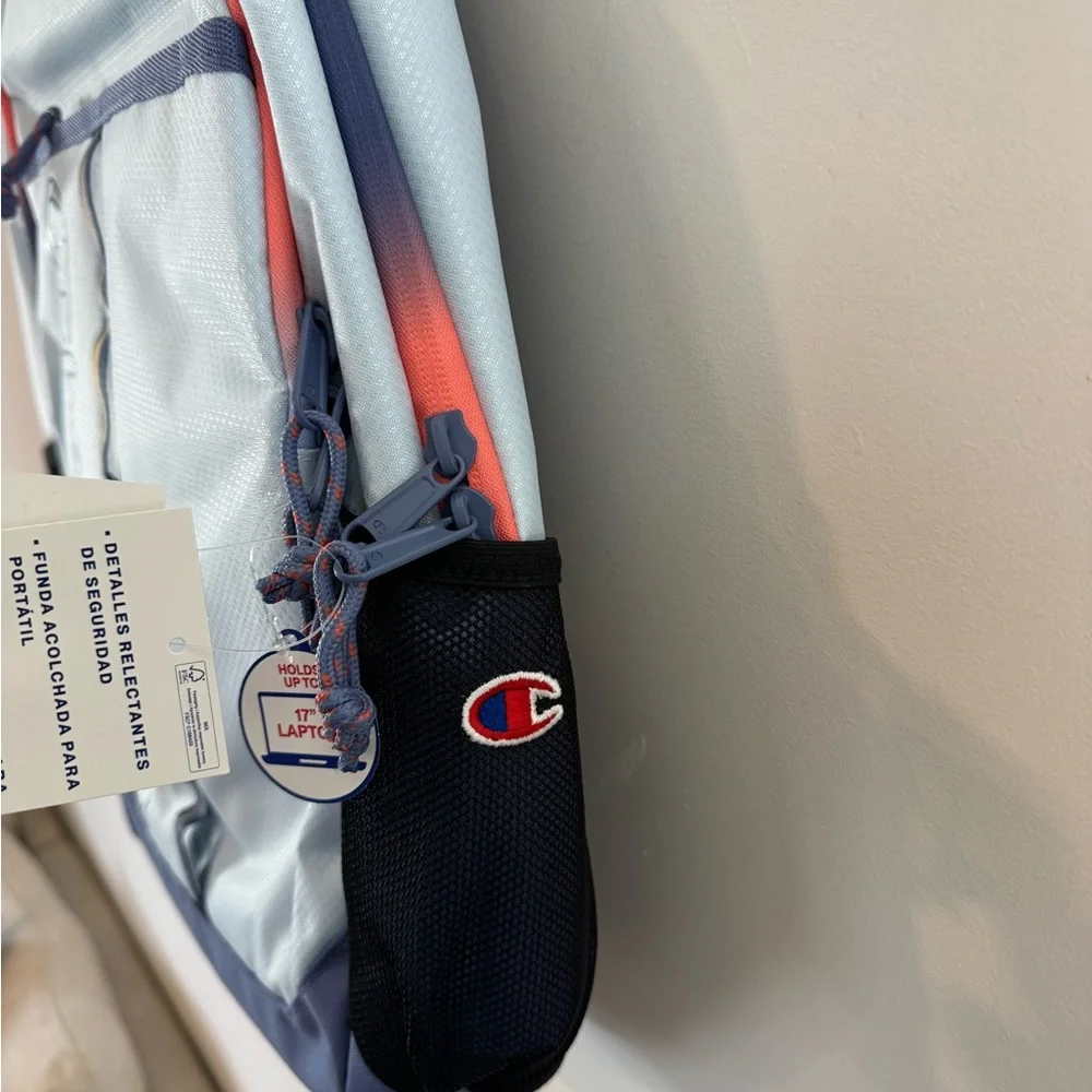 Champion Light Blue Backpack with Navy and Coral Trim - Picture 11 of 16